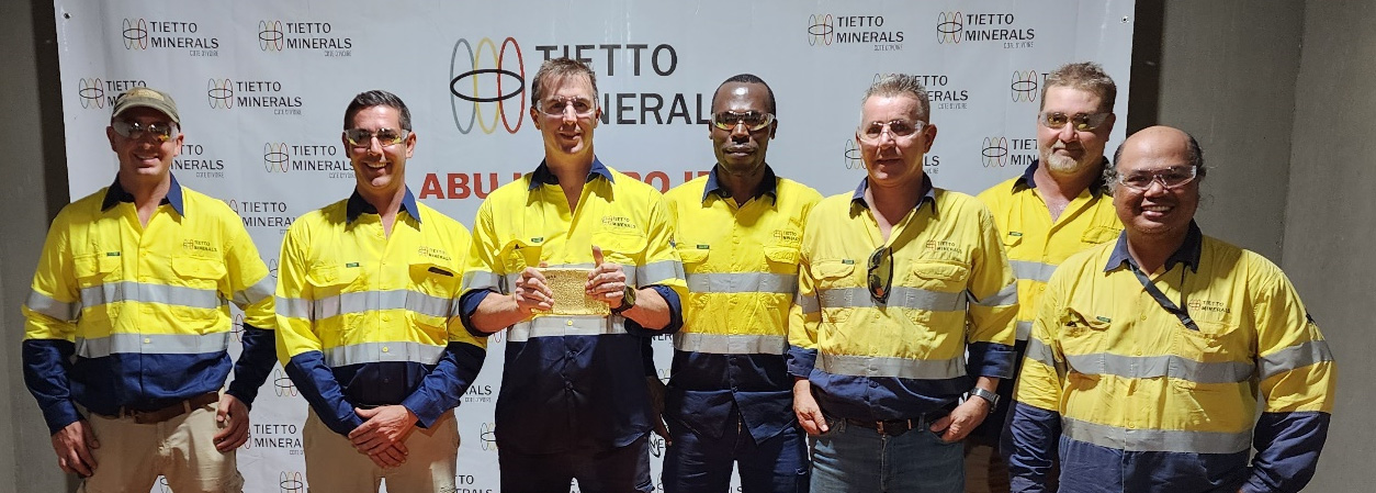 Figure 1 Tietto team celebrate the first gold pour at Abujar.png